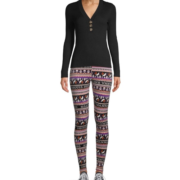 Juniors' Halloween Velour Leggings - Picture 2 of 7